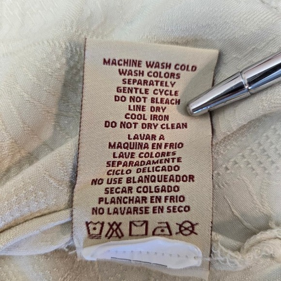 Jamaica Jaxx Mens Beige Silk Jacquard Short Sleeve Button Up Shirt L G - Picture 6 of 8